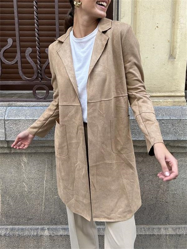 Autumn and Winter New Hot Deerskin Velvet Suit Collar Commuting Leisure Temperament Trench Coat Jacket Women's Clothing