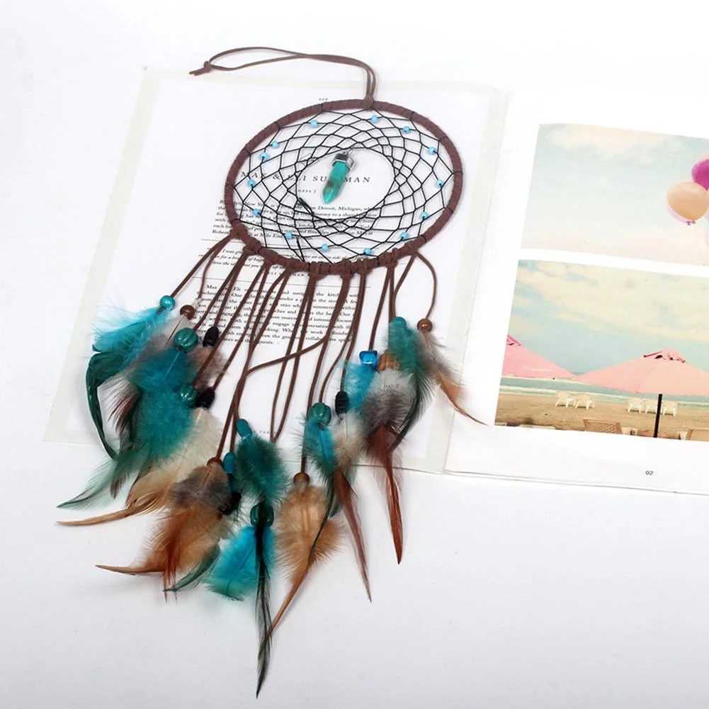 Handmade Dream Catcher LED Light Feathers Wall Hanging Dreamcatcher Decor