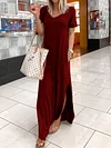 Loose Split-Side Short Sleeves Maxi Dress