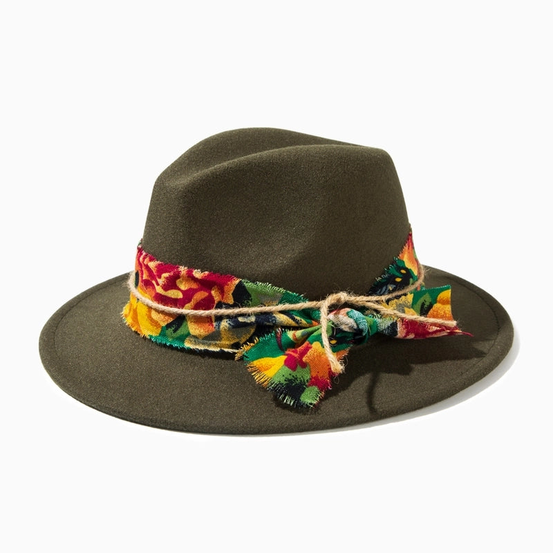 Unisex Casual Elegant Solid Color Flat Eaves Fedora Hat
