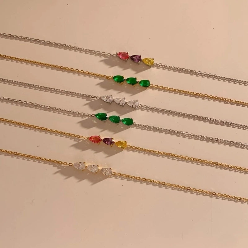 Casual Geometric 304 Stainless Steel 16K Gold Plated White Gold Plated Gold Plated Zircon Bracelets In Bulk