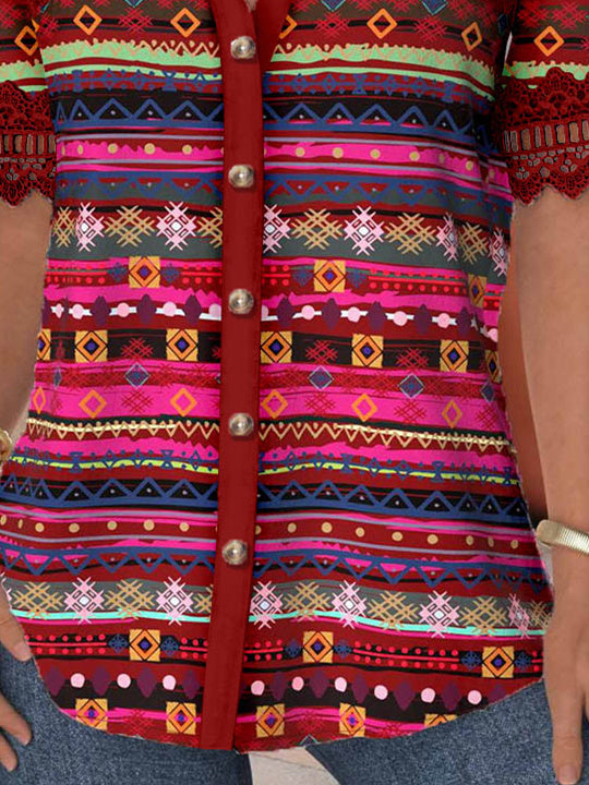 Women Half Sleeve V-neck Solid Color Dress