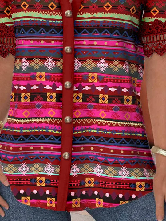 Women Half Sleeve V-neck Solid Color Dress