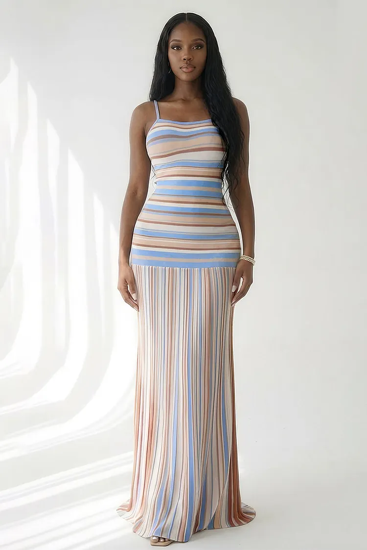 striped spaghetti strap bodycon dress Loragal Print Backless Vacation Maxi Dresses-Pink Pink-S Flor Netflix 'Do Revenge': Where Size:3XL - 44 Mainland China