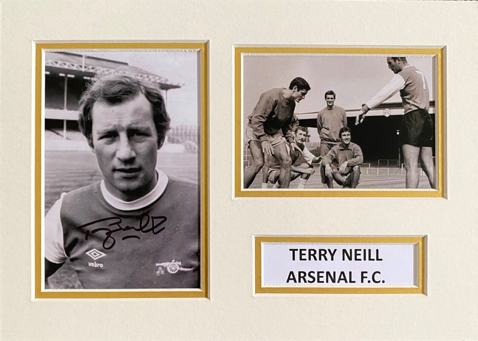 TERRY NEILL HAND SIGNED A4 Photo Poster painting MOUNT DISPLAY ARSENAL FOOTBALL AUTOGRAPH