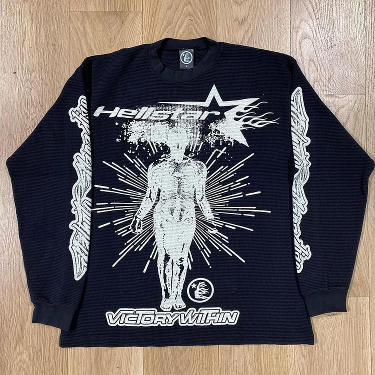 Sopula Vintage Hellstar Graphic Waffle Long Sleeve T-Shirt