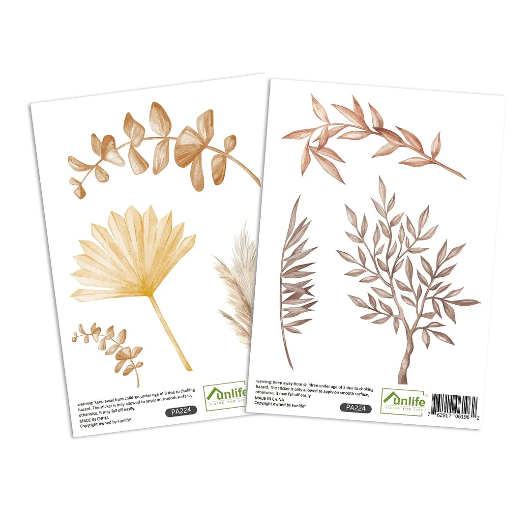 Boho Creative Leaves Wall Sticker for Kids Room Baby Girls Boys Living Room Nordic Nursery Vintage Stickers Home Decoration