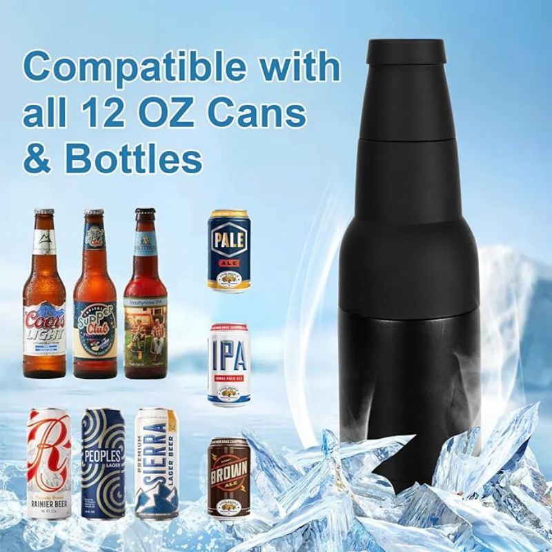 Unique Gift Beer Bottle and Can Cooler with Beer Opener