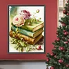 Fleurs et livres-plein rond diamant peinture-30 * 40cm