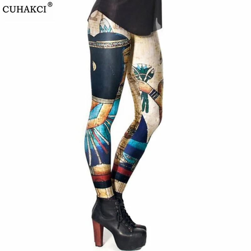 CUHAKCI Digital Printed Sexy Leggings Women Cleopatra Push Up Pants Egypt Pharaoh Pattern Fitness Leggins