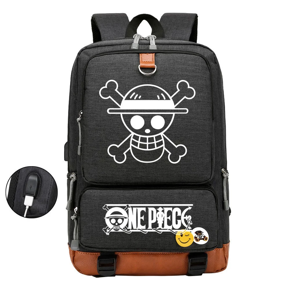 Buzzdaisy Anime-inspired One Piece Backpack with USB Charging Port and 15-inch Laptop Compartment - Perfect for School or Travel