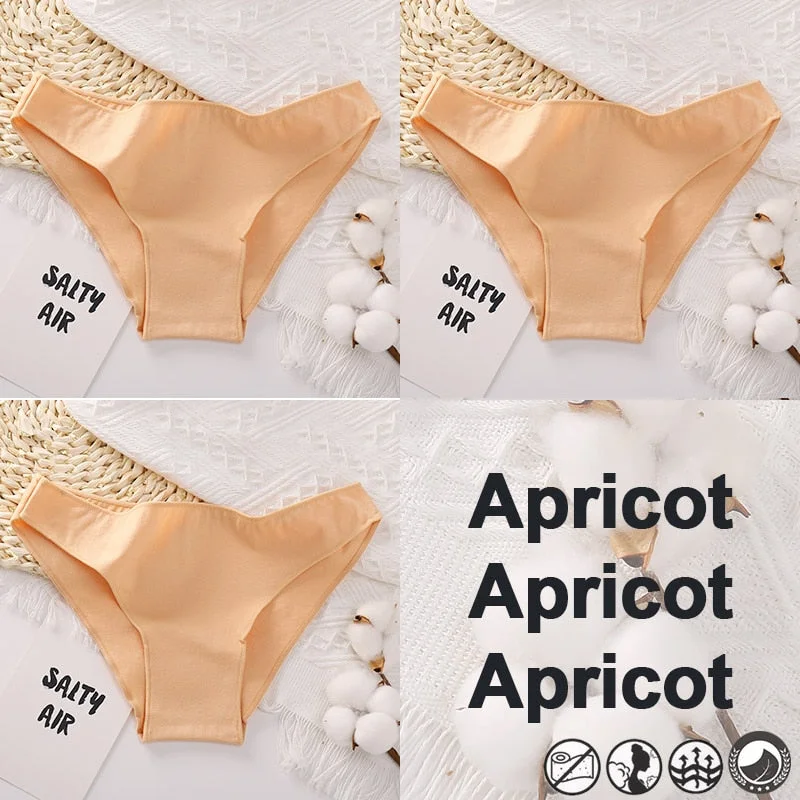 3PCS/Set Women's Panties Bikini Briefs Cotton Underwear Sexy Lingerie M-XXL Panties Female Underpants Solid Color Girls Pantys