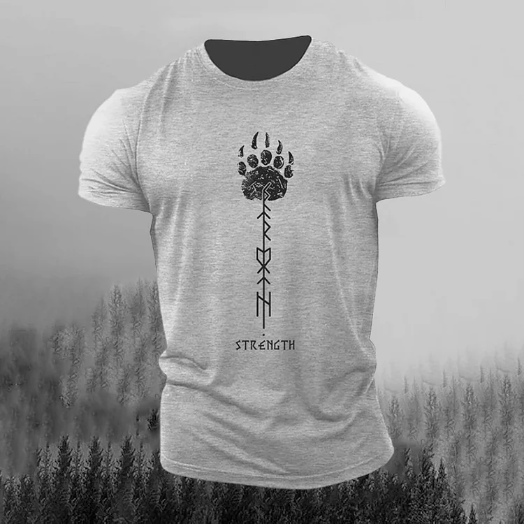 Men's Retro Viking Rune Print Short-sleeve T-shirt