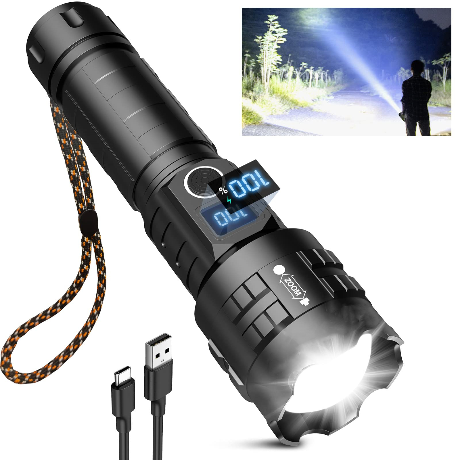 brionac rechargeable led flashlight