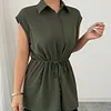 Women's Loose Elegant Waist-Cinching Polo Collar Short-Sleeve Top