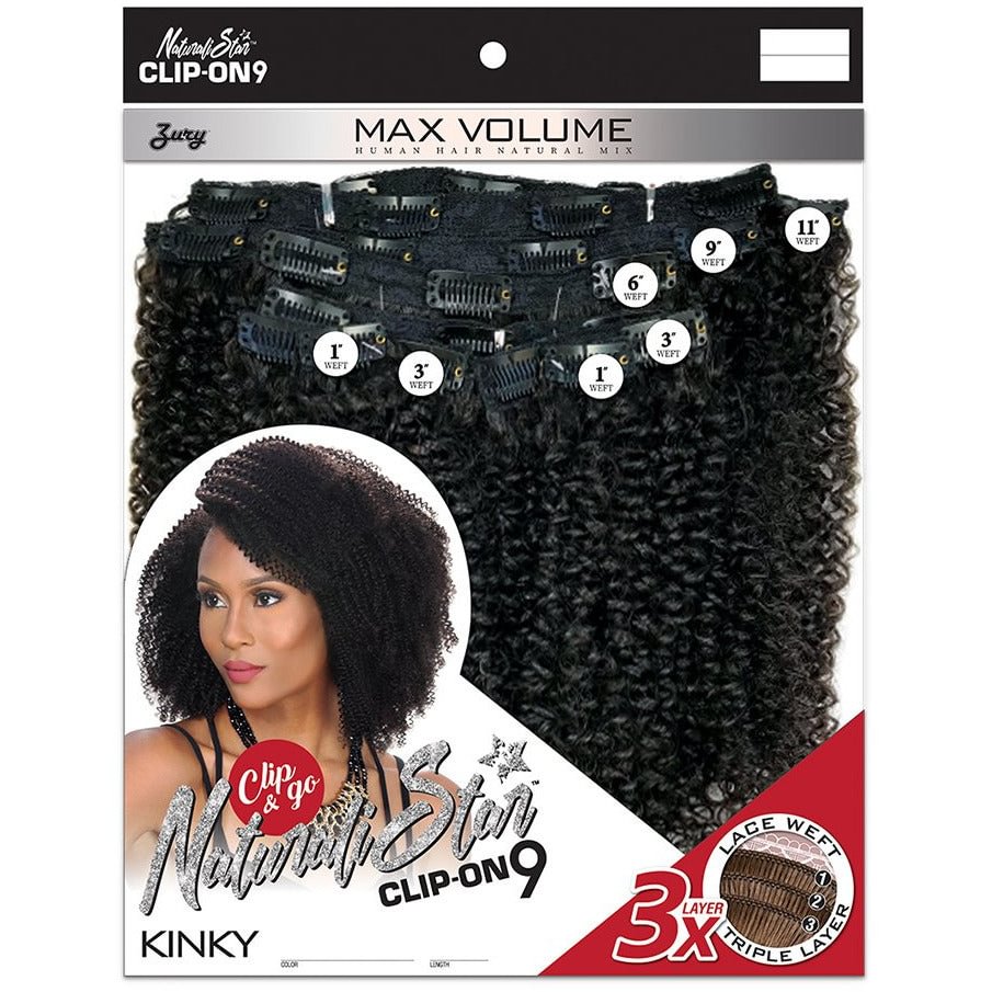 Zury Sis Naturali Star Human Hair Mix Clip-On 9 Weave – Kinky 10"