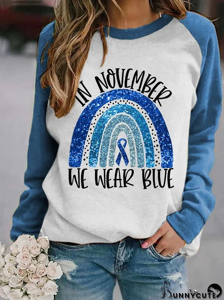 Women'sIn November We Wear Blue Diabetes Awareness Sweatshirt