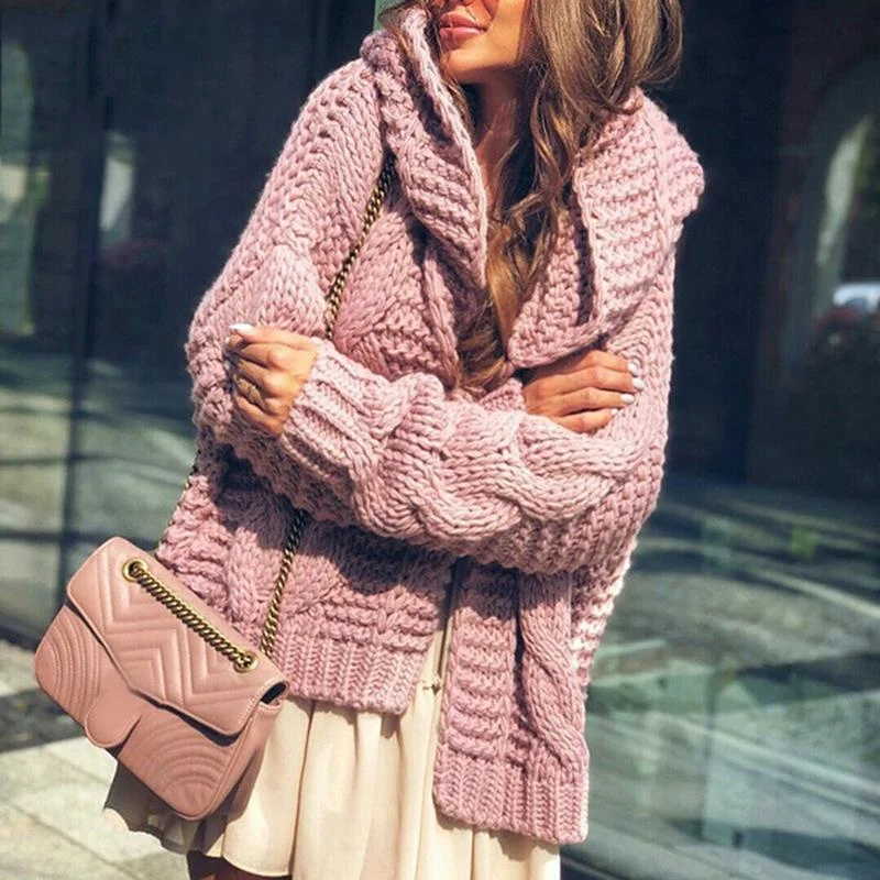 European and American Knitted Cardigan Hooded Coat In Autumn and Winter | EGEMISS