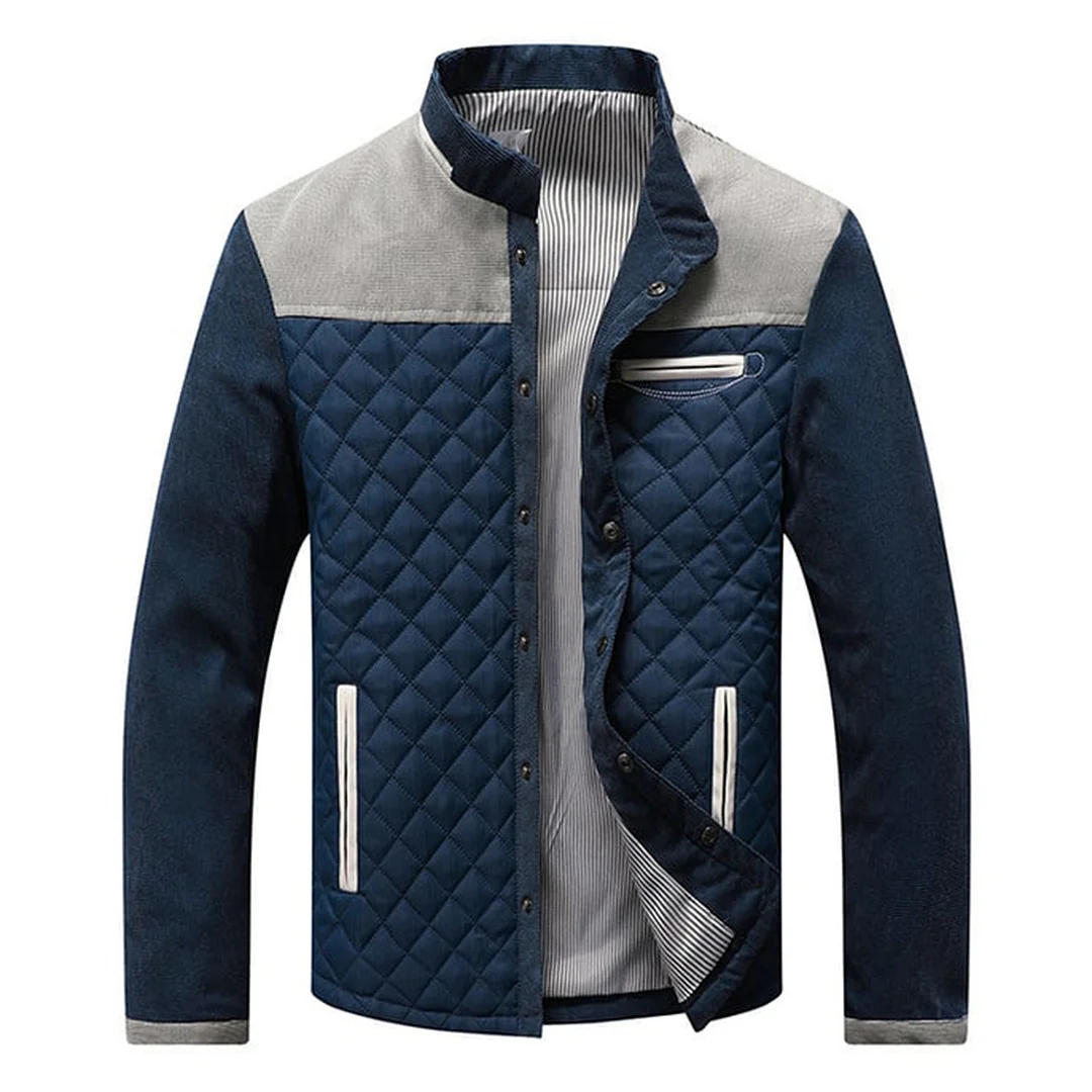 Casual Check Side-Slit Pocket Zip-Up Jacket