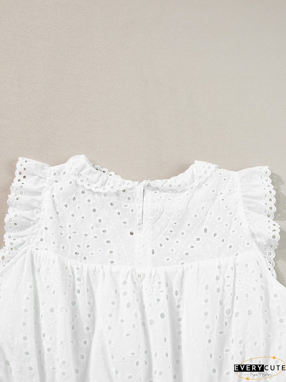 Elegant White Hollow Flutter Mini Dress