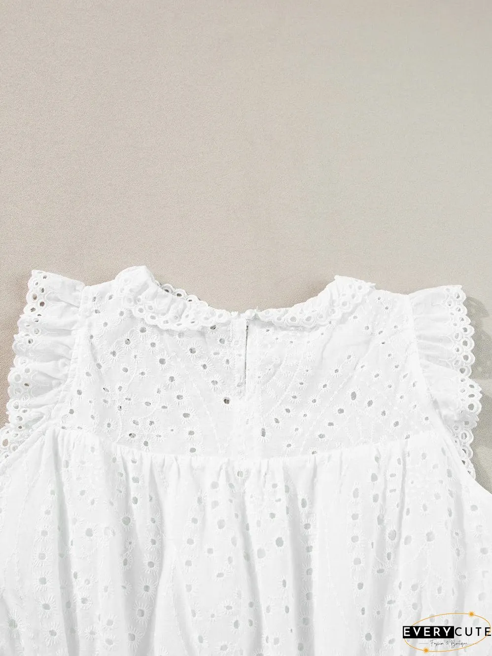 Elegant White Hollow Flutter Mini Dress