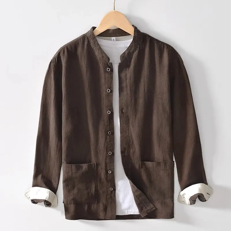 Men's Cotton Mandarin Collar Shirt &ndash; Relaxed Utility Style &ndash; view 2