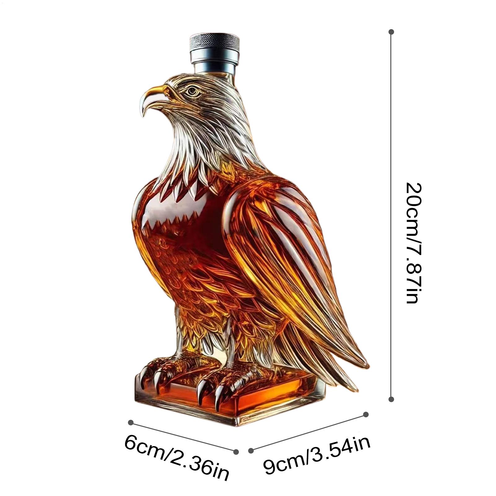 Tegooe Novelty Crystal Eagle Whiskey Decanter - 350ml Glass Spirit Bottle