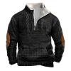 Men's Vintage 3D Print Fleece Collar Quarter Zip Stand Collar Sweatshirt by Inlyline