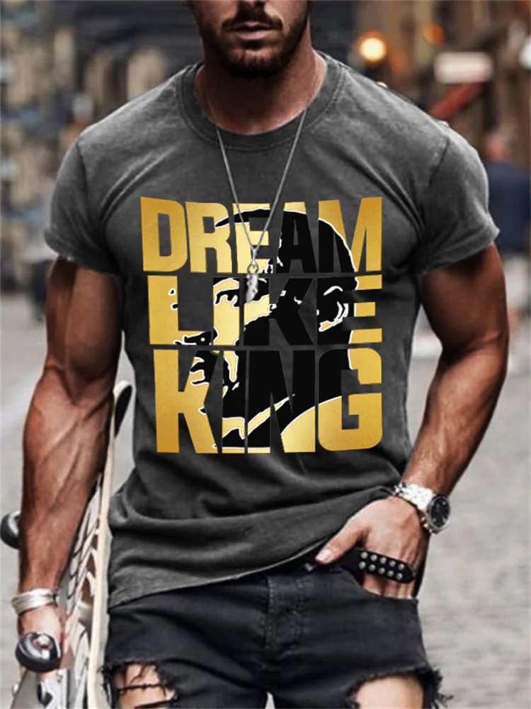 Dream Like King Black Pride Print Short Sleeve T Shirt