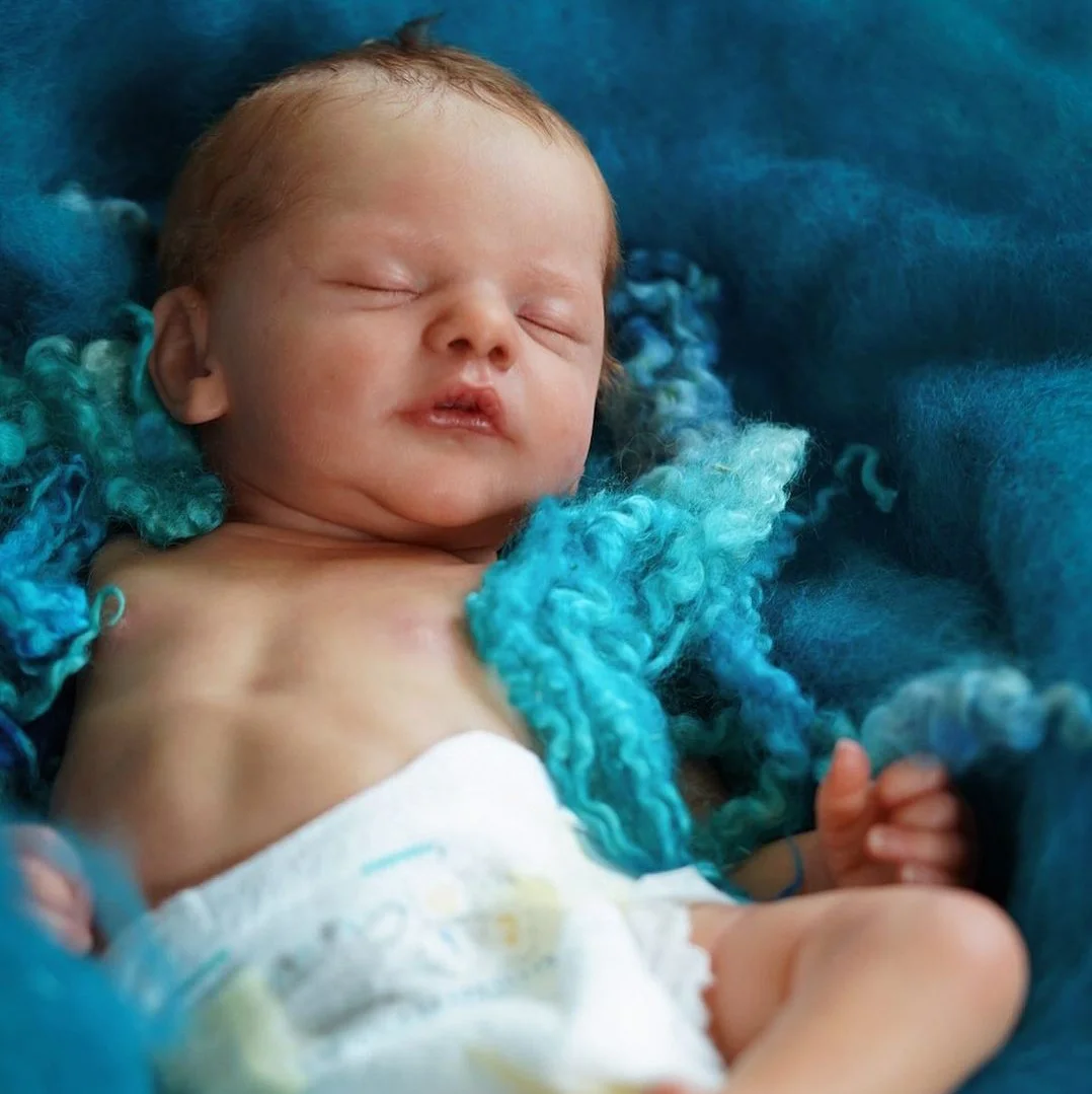 [New Series!]12” Sleeping Newborn Hand-painted Hair Boy Handmade Soft Silicone Vinyl Body Reborn Baby Doll Stuart -Creativegiftss® - [product_tag] RSAJ-Creativegiftss®