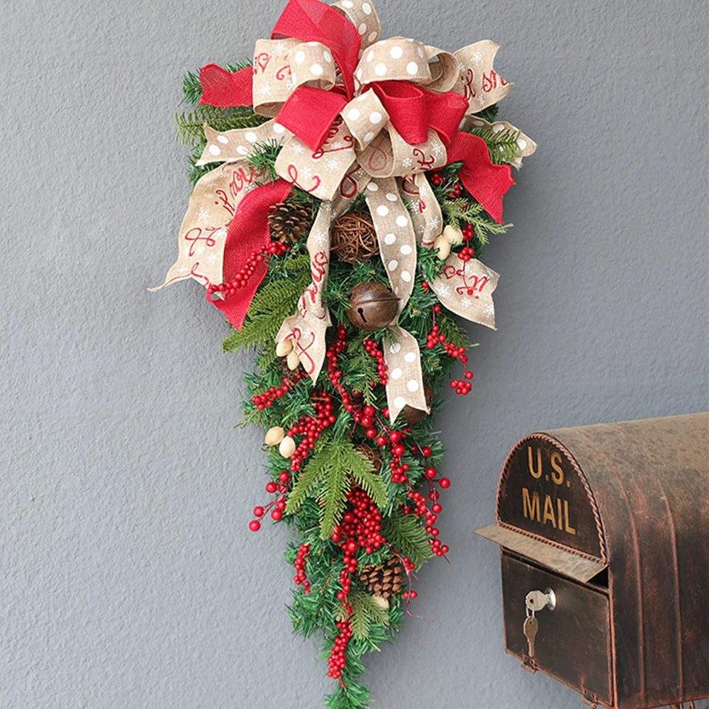 Christmas decorative simulation Red fruit grape bells Upside down tree garland