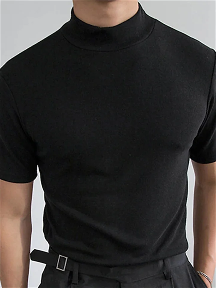 Men's T shirt Tee Plain Stand Collar Street Holiday Short Sleeve Clothing Apparel Fashion Casual Comfortable-Cosfine