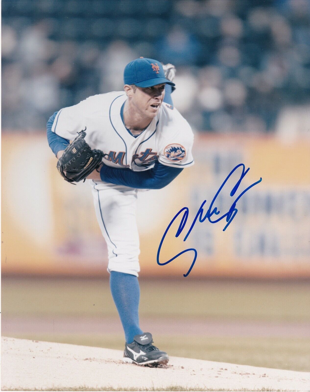 CHRIS CAPUANO NEW YORK METS ACTION SIGNED 8x10