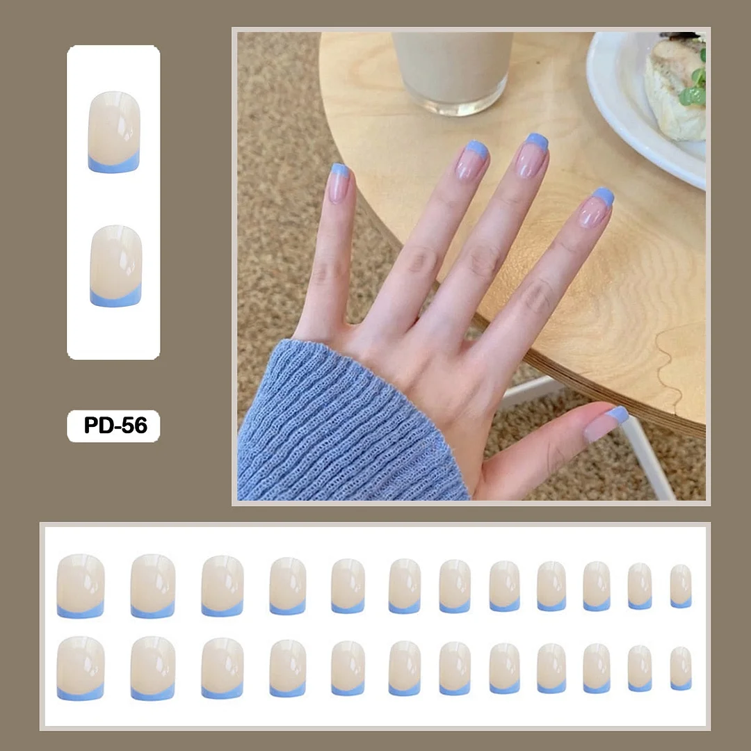 French Mordern stylish Elegant Gold Sliver Edge Line Wearable False Nails-Nail Inspo