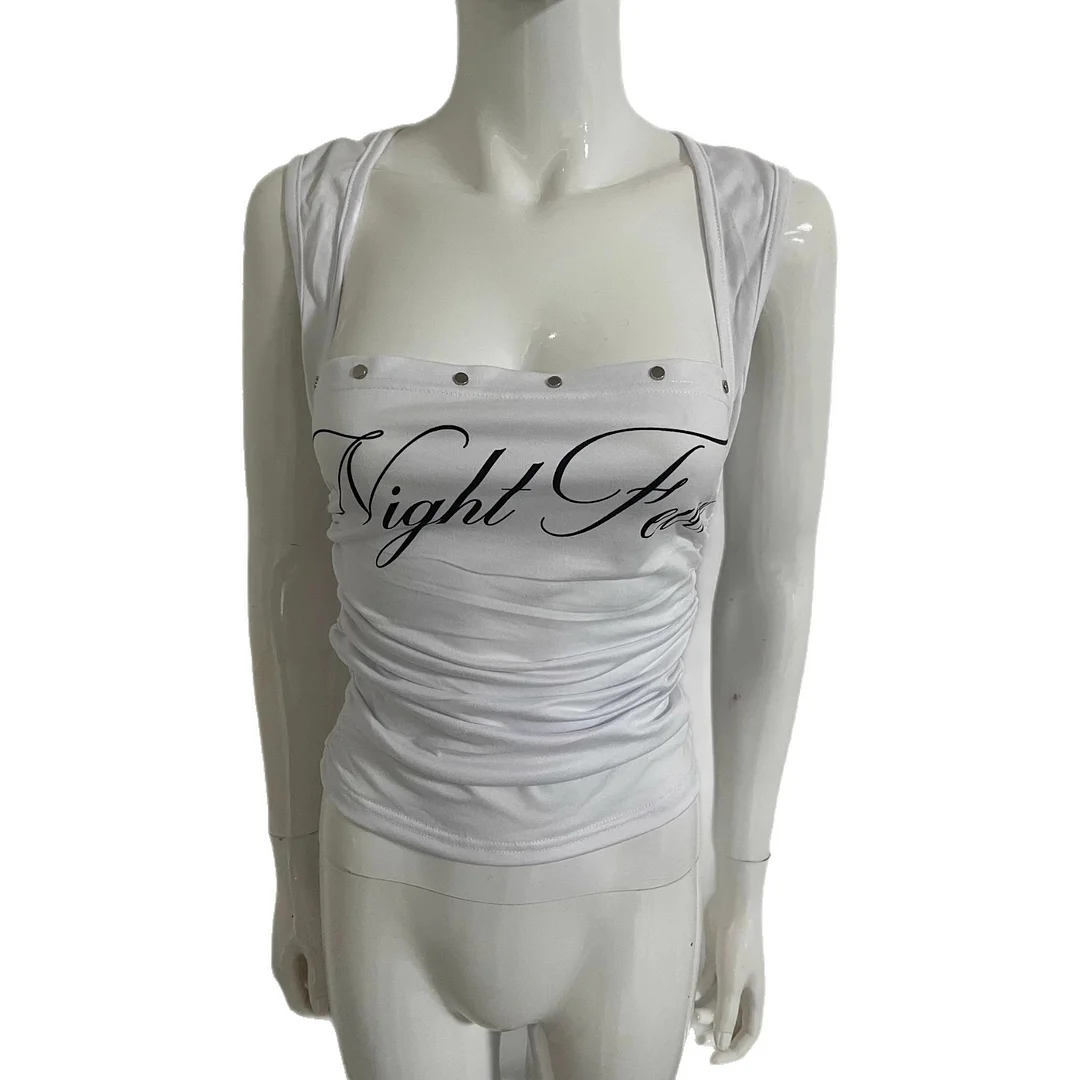 Athvotar Athvotar Lady In Fashion Trend Umbilly T-Shirt Niche Design Sexy Body Sling Vest