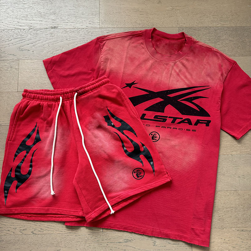 Thesouth Casual Street Retro T-shirt Shorts Two-Piece Set