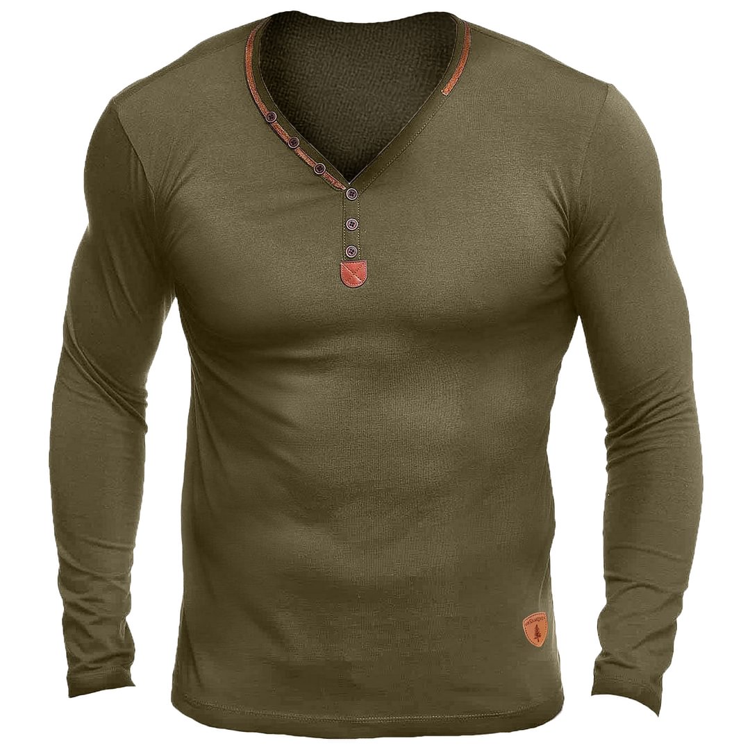 Men's Vintage V-Neck Long Sleeve T-Shirt-Compassnice®