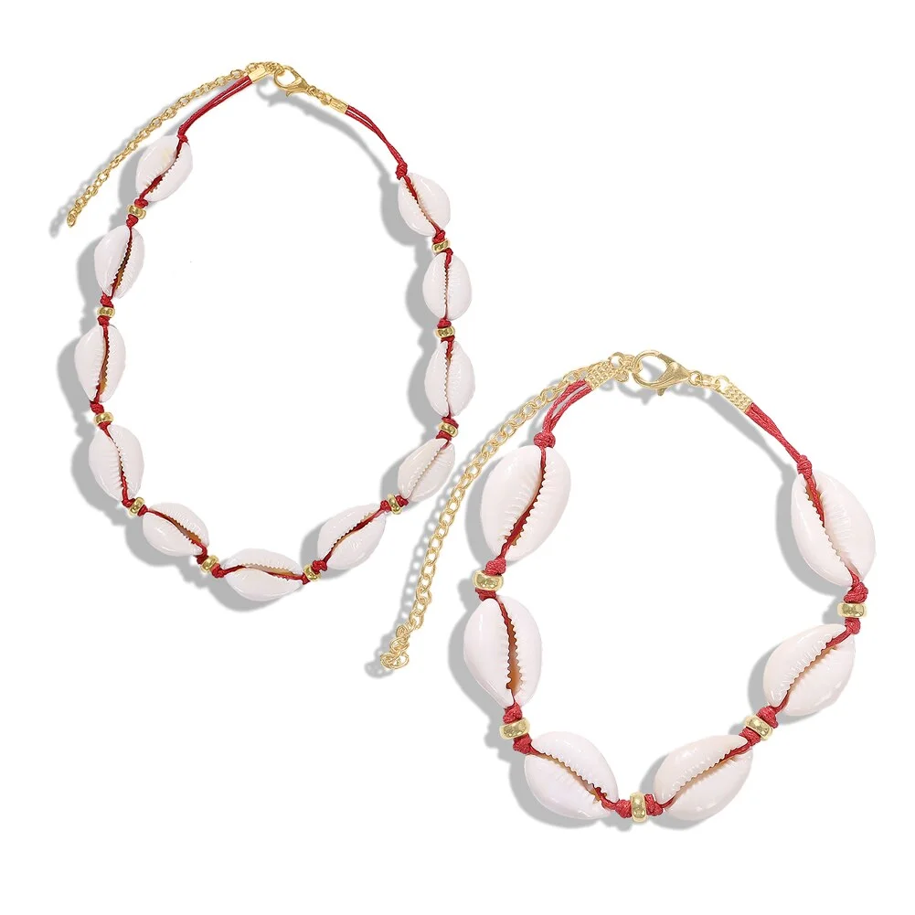 Dvacaman Bohemian Summer Handmade Shell Rope Chain Bracelet for Women Girl Beach Seashell Bracelet Jewelry Party Gifts Wholesale