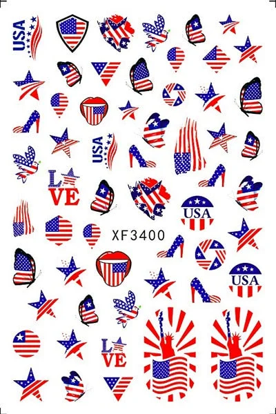 3D Flag Sport Nail Stickers for Manicure Fire Clover Decoration Decals Back Glue Designer Gymnastics Nail Art Sticker