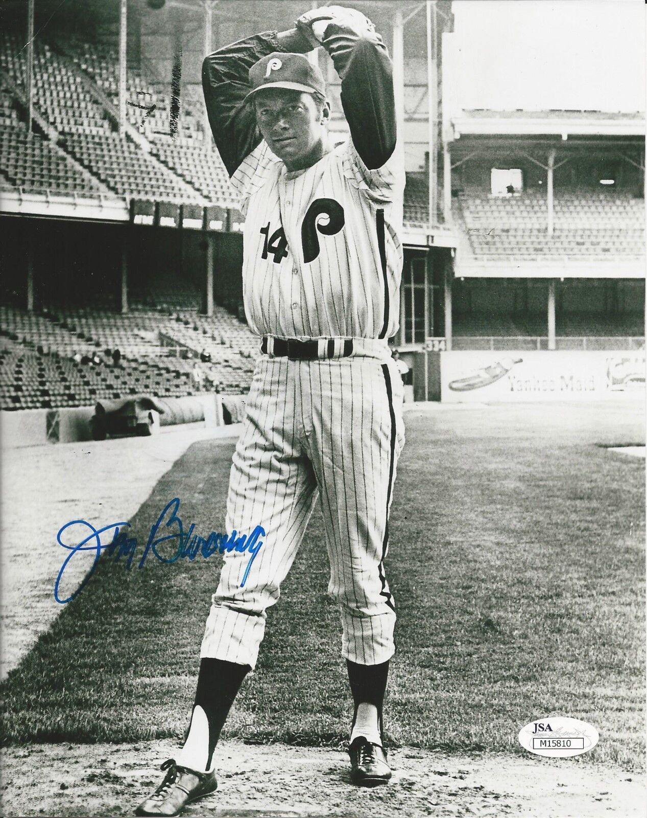 Jim Bunning REAL hand SIGNED Philadelphia Phillies Photo Poster painting JSA COA Baseball HOF