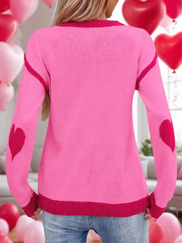 Athvotar Athvotar Autumn And Winter Hot Sweater Women Hit The Color Love Peach Collar Knitted Jersey Valentine's Day