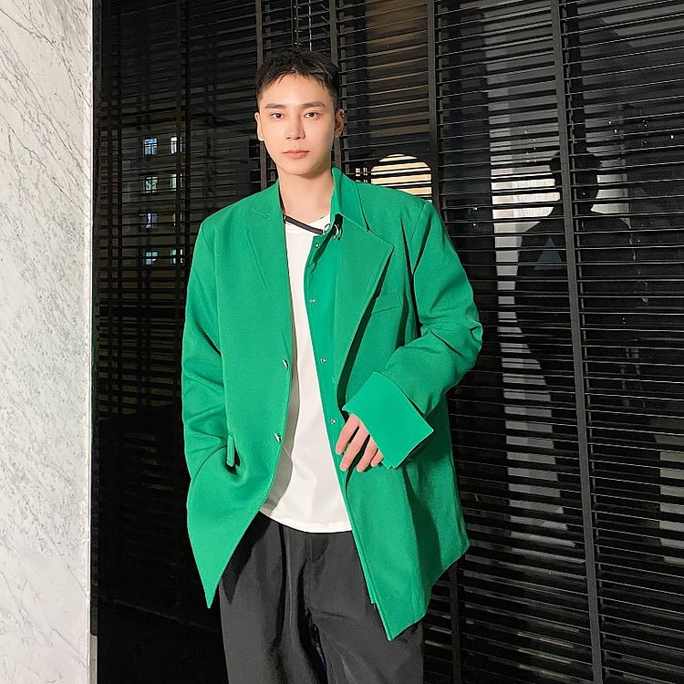 Dawfashion-Fake Two-piece Asymmetric Metal Ring Casual Retro Long Sleeve Jackets-Yamamoto Diablo Clothing