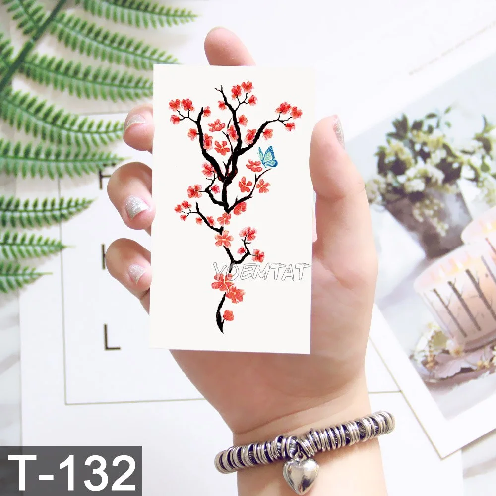 Sdrawing Temporary Tattoo Sticker Lotus Colorful Feather Leaves Butterfly Flash Tatoo Female 3D Body Art Child Fake Tatto Male