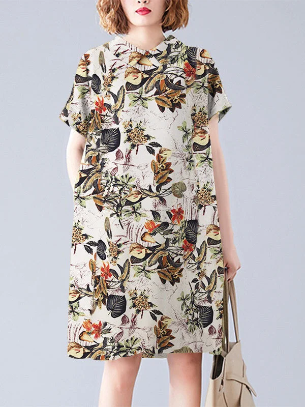 Literary Retro Short Sleeve Loose Dress