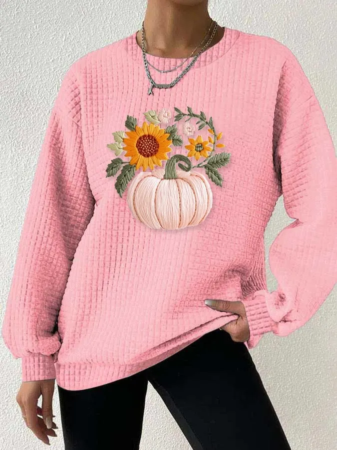 Women's Fall Pumpkin Check Sweatshirt 