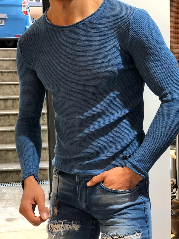 Men's simple solid color knitted top