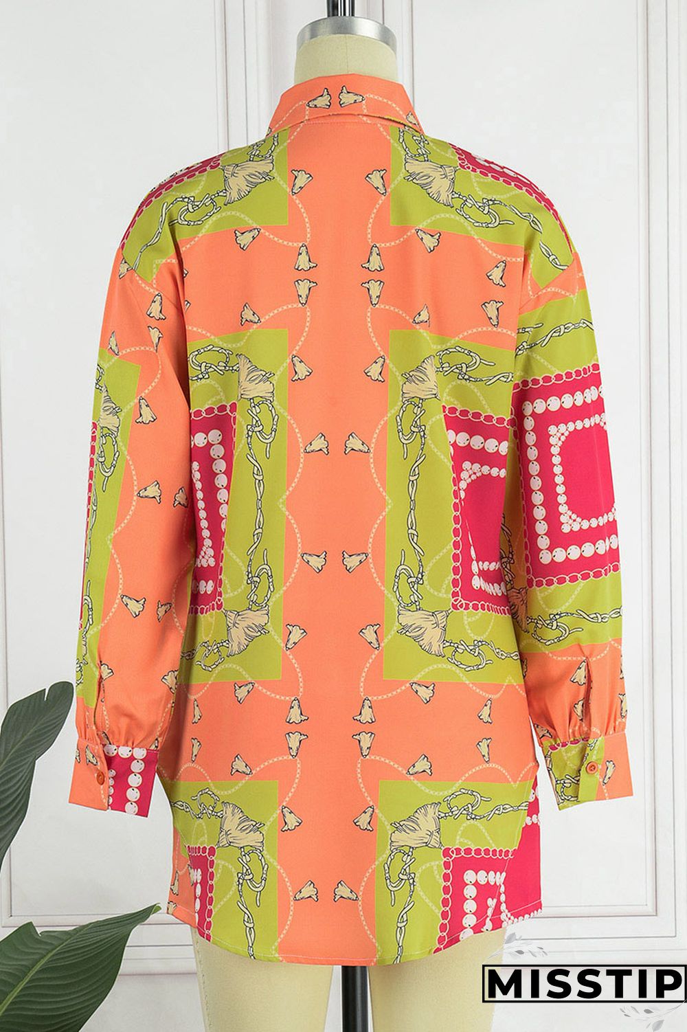 Yellow Casual Print Patchwork Buckle Turndown Collar Long Sleeve Two Pieces