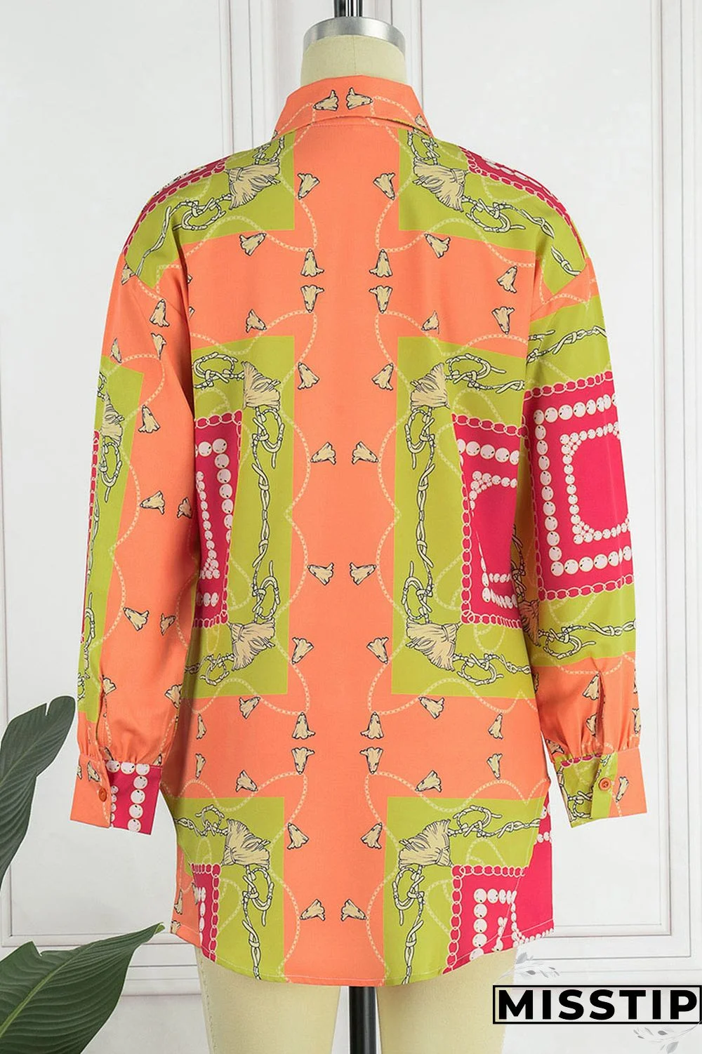 Yellow Casual Print Patchwork Buckle Turndown Collar Long Sleeve Two Pieces