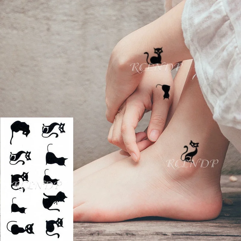Waterproof Temporary Tattoo Sticker Cat Fox Animal Fake Tatto Flash Tatoo Neck Hand Back Foot Shoulder for Kids Women Men