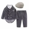 Kid Baby Boy Spring Cotton Suit Birthday Striped Outfit 3 Pcs